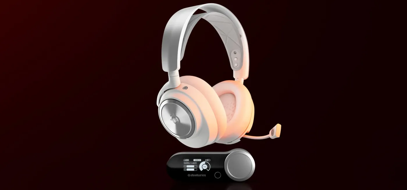 SteelSeries Arctis Nova Pro Wireless gaming headset in white colorway